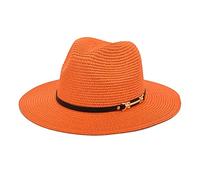 Women Wide Brim Straw Hat Summer Big Brim Hat Panama Jazz Hat Fedora Beach Travel Sun Hat Fisherman Hat for Holiday Beach Orange