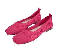 Women Wide Fit Flat Shoes Breathable Mesh Slip On Loafers Square Toe Closed Toe Soft Sole Casual Flats Comfortable Shoes for Office Holiday Travel Daily Wear Hot Pink