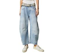 Women Wide Leg Baggy Mid Waist Short Balloon Denim Pants Vintage Boyfriend Y2K Loose Streetwear Jeans, #2 - Light Blue, L