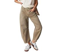 Women Wide Leg Barrel Jeans Baggy Mid Waist Cropped Balloon Denim Pants Vintage Boyfriend Y2k Loose Streetwear Jeans, #6-khaki, M