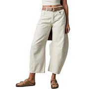 Women Wide Leg Barrel Jeans Baggy Mid Waist Cropped Balloon Denim Pants Vintage Boyfriend Y2k Loose Streetwear Jeans, #4-white, XS