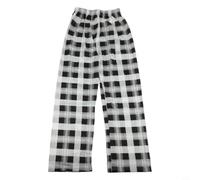 Women Wide Leg Trousers High Waist Checkered Casual Pants(White Average code)