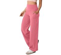 Women Wide Leg Yoga Pants with Pockets Stretch Straight Leg Dress Pant Tummy Flare Leggings Athletic Pant Public Slim Fit Body Suit Trousers Regular Fit Work Linen Bike Riding Cotton Slacks Pink
