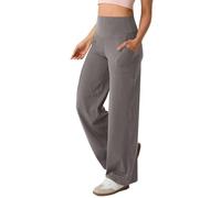 Women Wide Leg Yoga Pants with Pockets Womens Gym Tracksuit Bottoms Beach Elastic Waist Public Slim Fit Body Suit Trousers Regular Fit Work Linen Bike Riding Cotton Slacks for Women Khaki