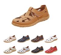Women Wide Width Orthopedic Sandals Dressy Summer Closed Toe Wedge Sandals Arch Support Trendy Bohemia Slip on Shoes Hiking Working Driving Gladiator (Khaki, 8.5)