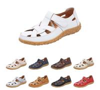 Women Wide Width Orthopedic Sandals Dressy Summer Closed Toe Wedge Sandals Arch Support Trendy Bohemia Slip on Shoes Hiking Working Driving Gladiator (White, 11)