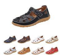 Women Wide Width Orthopedic Sandals Dressy Summer Closed Toe Wedge Sandals Arch Support Trendy Bohemia Slip on Shoes Hiking Working Driving Gladiator (Black, 6)