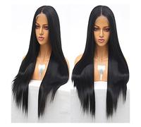 Women Wig Black Silky Straight Synthetic Lace Front Wig Glueless Fiber Hair Natural Hairline for Women Wigs grey wigs for women (Size : 24inches)