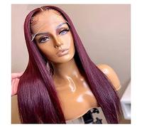 Women Wig Black,WineLace Front Wig Straight Long 26inch Lace Braided Wigs grey wigs for women (Color : Wine, Size : 24inches)