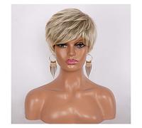 Women Wig Blonde Wig with Bangs Mixed Color Short Ladies Wigs High Temperature Fiber Cosplay Synthetic Hair Natural Synthetic Wigs for Daily Party 8inches Wigs for women
