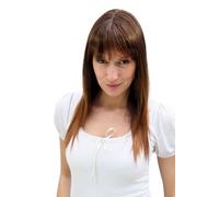 Women Wig Brunette Brown Mix Long Straight Bangs Highlights 50 LA032-2T30