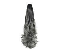 Women Wig Clip Long Curly Hair Big Wave Women's High Ponytail Hair Wigs Grey Wigs