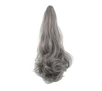 Women Wig Clip Long Curly Hair Big Wave Women's High Ponytail Hair Wigs Grey Wigs