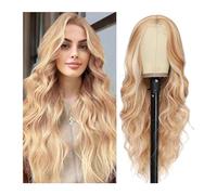 Women Wig Heat Resistant Party Elegant Classic Style Long Middle Part Synthetic Wigs Ombre Mixed Blonde Color Wig Hair for Girls Ladies Wigs for women(Color:LC8243-1)
