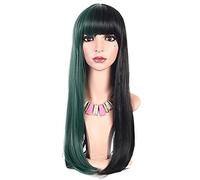 Women Wig Heat Resistant Synthetic Wig with Hair Bangs Long Silky Straight Two Colors Wigs Hair Replacement Wigs for Women Cosplay Costume Or Daily Wigs Wigs for women