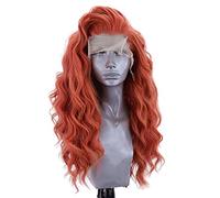 Women Wig High Temperature Lace Wigs for Women Costume Wig Hair Synthetic Lace Front Wig Long Hair Wavy Wigs Side Part Cosplay Wig Wigs for women(Color:Orange,Size:20inches)