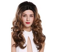 Women Wig Lace-Front Part-Mono Long Curls Black Blonde Ombre Highlights
