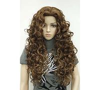 Women Wig Ladies Long Wig 20inch Human Hair Natural and Realistic Synthetic Medium Length Curly Hair Suitable for Cosplay Party Wig Wigs for women(Color:Brass)