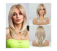 Women Wig Long Blonde Layered Wigs for Women Synthetic Wig with Bangs Natural Looking Straight High Temperature Hair for Daily