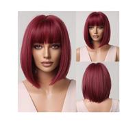 Women Wig Medium Long Synthetic Bob Wig Straight Brown Color Hair Wig with Bangs for Girls Ladies Daily Use Natural Fiber Heat Resistant grey wigs for women(Color:LC2071-2)