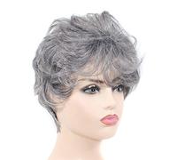 Women Wig Natural Looking Hair Old Women Middle Part Hair Wig and Old Age Mother's Wig Wavy Gray Color Hair Wig Wigs for women