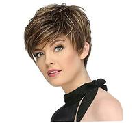 Women Wig Natural Synthetic Short Hair with Bangs High Temperature Silk Wig for Daily
