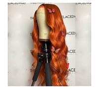 Women Wig Orange Lace Front Wig Synthetic for Women Preplucked 20-26 Inch grey wigs for women (Color : Ginger orange, Size : 22inches)