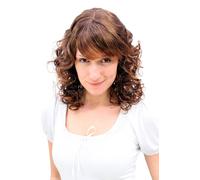 Women Wig Romance Brunette Brown Curly Lace Front Medium Length 45 MC008-2T30