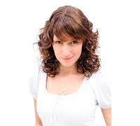 Women Wig Romance Brunette Brown Curly Lace Front Medium Length 45 MC008-2T30