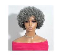 Women Wig Silver Gray Short Wavy Bob Wigs Human Hair Full Machine Made for Black Women