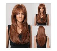 Women Wig Synthetic Hair Wig with Fringe Long Blonde Wigs for Women Ombre Color with Dark Roots Layered Wigs Heat Resistant Wigs for women(Color:LC259-26)