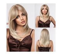 Women Wig Synthetic Hair Wig with Fringe Long Blonde Wigs for Women Ombre Color with Dark Roots Layered Wigs Heat Resistant Wigs for women(Color:LC242-3)