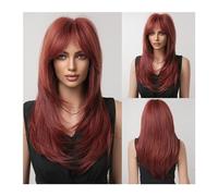 Women Wig Synthetic Hair Wig with Fringe Long Blonde Wigs for Women Ombre Color with Dark Roots Layered Wigs Heat Resistant Wigs for women(Color:LC259-18)