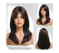 Women Wig Synthetic Hair Wig with Fringe Long Blonde Wigs for Women Ombre Color with Dark Roots Layered Wigs Heat Resistant Wigs for women(Color:LC242-6)