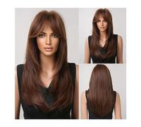 Women Wig Synthetic Hair Wig with Fringe Long Blonde Wigs for Women Ombre Color with Dark Roots Layered Wigs Heat Resistant Wigs for women(Color:LC259-21)