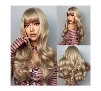Women Wig Synthetic Wigs for Women Heat Resistant Fiber Long Natural Wavy Platinum Blonde Wigs with BangsParty Lolita grey wigs for women (Color : LC04