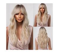 Women Wig Synthetic Wigs for Women Heat Resistant Fiber Long Natural Wavy Platinum Blonde Wigs with BangsParty Lolita grey wigs for women (Color : LC04