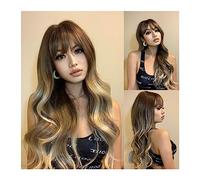 Women Wig Synthetic Wigs for Women Heat Resistant Fiber Long Natural Wavy Platinum Blonde Wigs with BangsParty Lolita grey wigs for women (Color : LC04