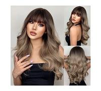 Women Wig Synthetic Wigs for Women Heat Resistant Fiber Long Natural Wavy Platinum Blonde Wigs with BangsParty Lolita grey wigs for women (Color : LC04