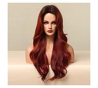 Women Wig Wave Wigs Ombre Brown Deep Red Synthetic Wigs for Women Middle Part Cosplay Party Daily Use grey wigs for women