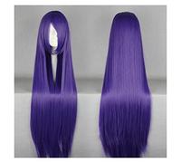 Women Wig White Wig Long Hairpiece Synthetic Fiber Hair Salon Party Cartoon Cosplay Straight Hair grey wigs for women (Color : Purple, Size : 38inches)