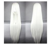 Women Wig White Wig Long Hairpiece Synthetic Fiber Hair Salon Party Cartoon Cosplay Straight Hair grey wigs for women (Color : White, Size : 38inches)