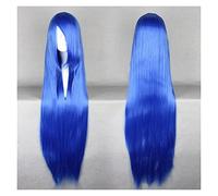 Women Wig White Wig Long Hairpiece Synthetic Fiber Hair Salon Party Cartoon Cosplay Straight Hair grey wigs for women (Color : Blue, Size : 38inches)