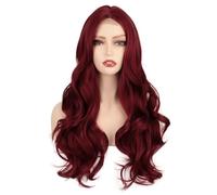 Women Wig Wig Caps Lace Front Wigs for Women Long Wine Red Lace Front Wig For Women Middle Parts Long Wavy Human Hair Wig With Lace Front Wigs for women