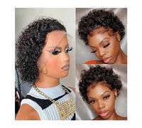 Women Wigs 6inches Short Curly Human Hair Wigs Remy Hair 13X1 Transparent Lace Wigs for Women Synthetic Wigs