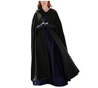 Women Winter/Autumn Cloak with Hood Solid Warm Open Front Loose Thick Cape Shawl Poncho Thermal Coat Long Cloak Jacket Cardigan Outwear