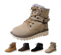 Women Winter Boots Snow Warm Cotton Faux Fur Lined Winter Shoes Lace up Comfortable Non Slip Ankle Platform Boots Outdoor Ankle Booties Shoes Footwear Trendy UK 7.5 Clearance #02_Khaki