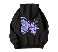 Women/Winter Casual Loose Letters Flowers Butterfly Print Hoodie