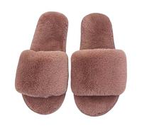 Women Winter Fluffy Slippers Plush Fleece Lined Warm House Shoes Comfortable Open-Toe Ladies Slippers Anti-Slip Cosy House Slipper for Women Indoor Outdoor Rose Gold