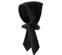 Women Winter Knitted Hooded Hat Pure Color Long Scarf Cap Warm Shawl Wrap Head Scarves Pullover Hat for Winter Fall, Black, Medium